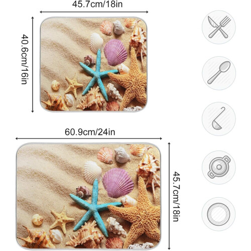 Starfish Dish Drying Mat, Polyester & Sponge, 16x18 in 1