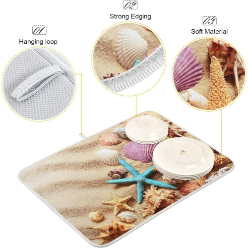 Starfish Dish Drying Mat, Polyester & Sponge, 16x18 in 2