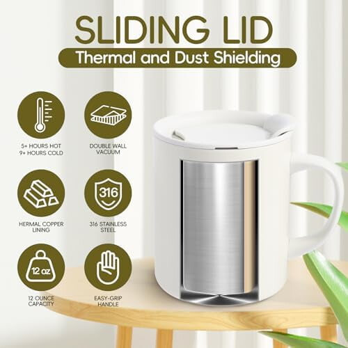 Weißer isolierter Edelstahl-Kaffeebecher, 355 ml 1