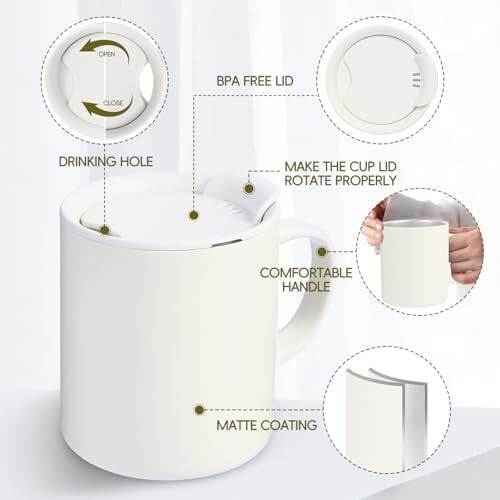 Weißer isolierter Edelstahl-Kaffeebecher, 355 ml 2