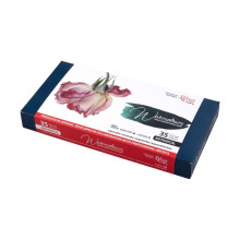 Rosa Gallery Botanical Watercolour Set - 35 Full Pans in Indigo Metal Case, Artist Paints for Floral & Nature Art