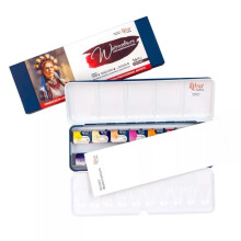 Rosa Gallery Portrait Watercolour Set - 14 Full Pans in Indigo Metal Case, Artist Paints for Skin Tones & Portraits