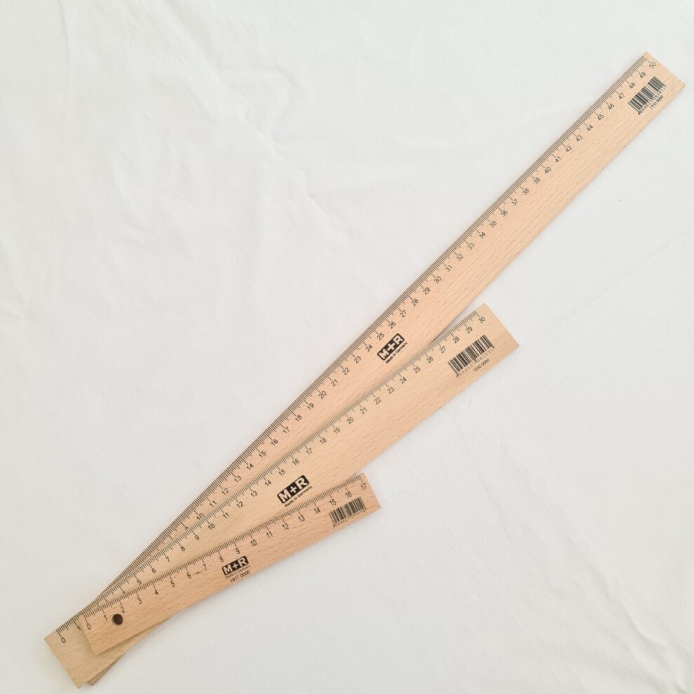 Photos - Accessory Mobius & Ruppert (M+R) Beechwood Ruler Set – 17cm,30cm,50cm with Steel Edge – Untreated, Toxin-Free 19-ALL-3(mm/cm)