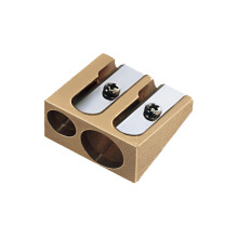 Mobius & Ruppert (M+R) Double-Hole Brass Wedge Pencil Sharpener – For Standard & Jumbo Pencils, German Made