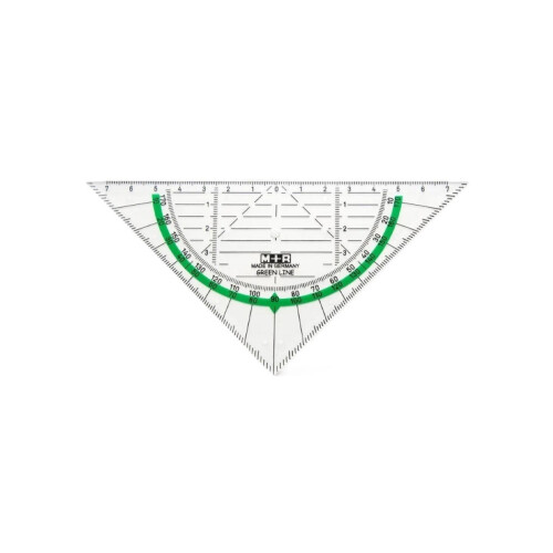 Mobius & Ruppert (M+R) Eco Geometric Set Square/Protractor – 16cm – Recycled Plastic, Transparent