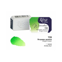 Rosa Gallery Bright Green Watercolour Pan - 2.5ml, Artist Quality