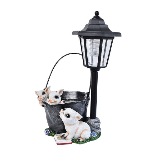 Solar Resin Flower Pot with Lights, 17–22 cm 1