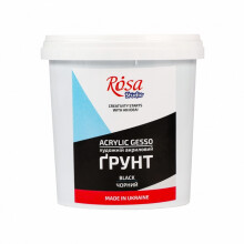 Rosa Studio Black Acrylic Gesso 1000ml - High Elasticity, Creamy Consistency, Opaque Coverage, Professional Art Primer