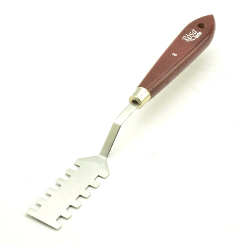 Rosa Palette Knife Rectangular No.8 / 6.5cm - Stainless Steel Blade, Dark Wood Handle, Precise Mixing & Application Tool