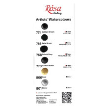 Rosa Gallery Watercolour Dot Card - 6 Colours, Artist Sample Sheet for Testing & Swatching
