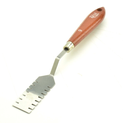 Rosa Palette Knife Rectangular No.9 / 6.5cm - Stainless Steel Blade, Dark Wood Handle, Precise Mixing & Application Tool