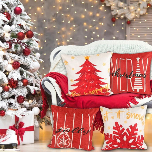 4 Pack 18x18 Inch Christmas Pillow Covers 2