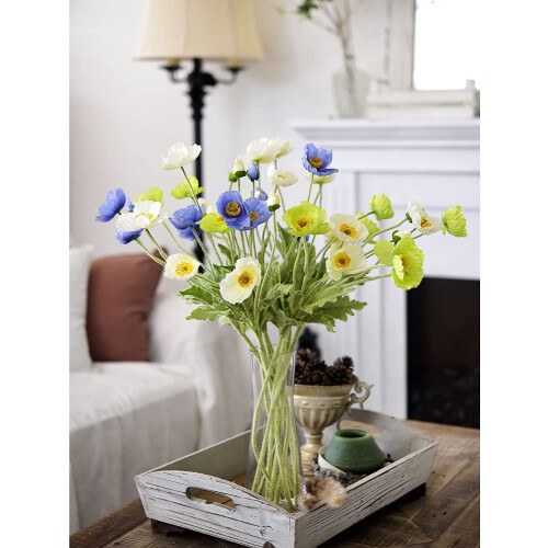 10 Pcs Artificial Poppy Flowers with Flexible Stems 1