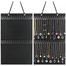LAMIRO Hängande smyckesorganisatör för halsband, armband, fotlänkar – rymmer 32 stycken, filtvägg-/garderobs-/dörrhängare, svart