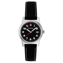WENGER 70385 Women's Black Leather Strap Wrist Watch, Strap