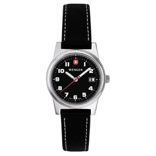 Wenger WENGER 70385 Women's Black Leather Strap Wrist Watch, Strap
