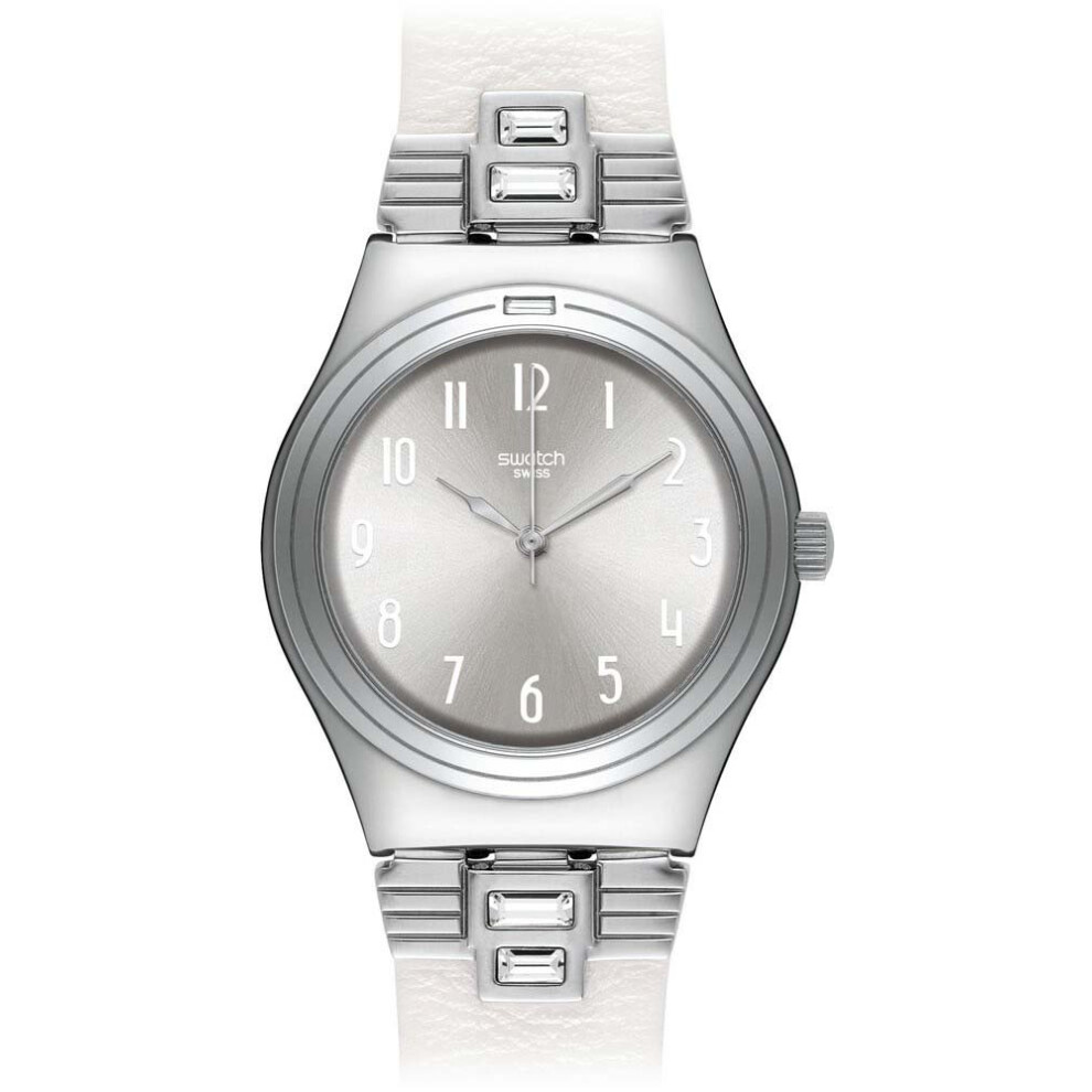 Swatch Women Analog Quartz Watch With Leather Strap Yls177