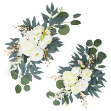 Ensemble de 2 guirlandes de fleurs artificielles - Panneaux de bienvenue pour mariage