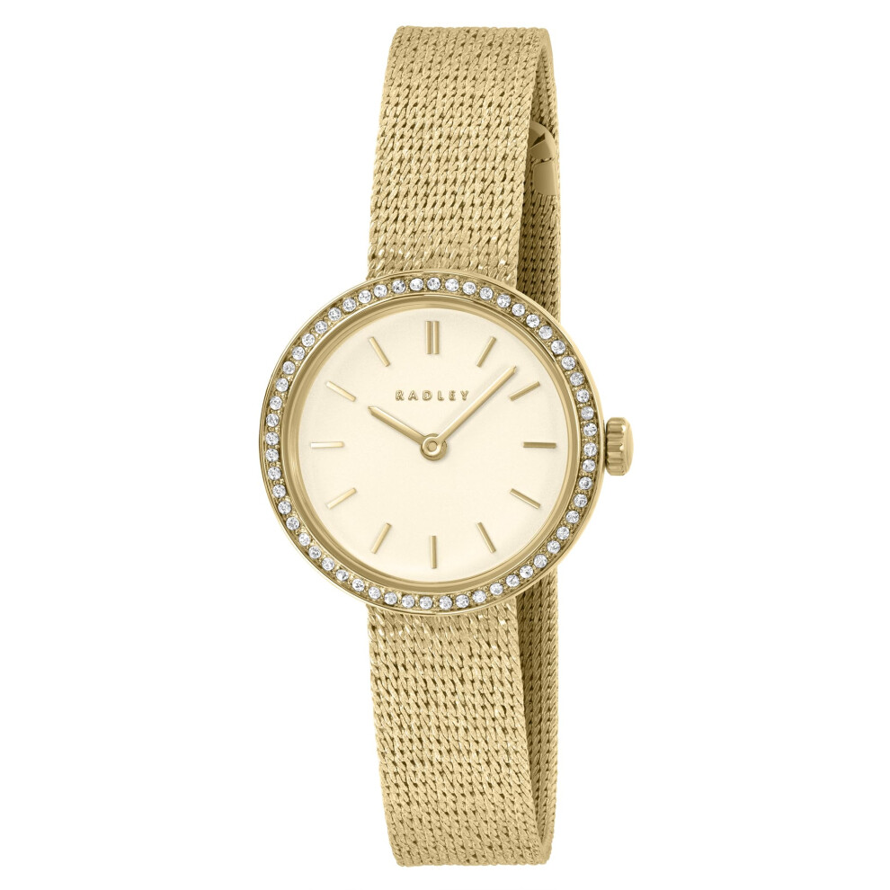 Radley Plated 27Mm Stone Set Mesh Watch Gold