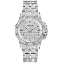 Bulova Octava Crystal-Set Stainless Steel Bracelet Watch | 34mm | 96L305, Modern