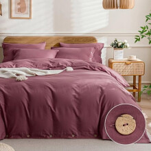 Katoenen dekbedovertrekset voor een tweepersoonsbed (full size) – Dusty Rose, 100% gewassen katoen, 3-delig (dekbedovertrek 203 x 233 cm + 2