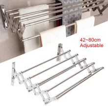Étendoir à linge rétractable, porte-serviettes mural en acier inoxydable, gain de place, style accordéon, pour salle de bain
