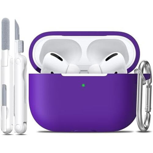 Μωβ θήκη σιλικόνης για AirPods Pro2ης/1ης γενιάς με κιτ καθαρισμού και μπρελόκ –