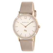 RADLEY Rose Gold Plated Stone Set Case Iconic Porcini Leather Strap Watch RY21938A