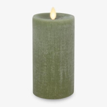 Vela pilar LED sem chama verde musgo, 7,6 cm x 16,5 cm
