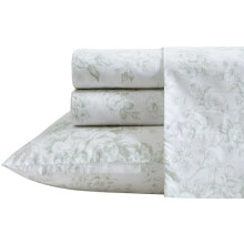 Tacar Braillíní Leapa Cadáis Percale Dúbailte le Cás Piliúir, Póca Domhain, Deimhnithe OEKO-TEX, Brioscach & Fionnuar – Toile Delight Green