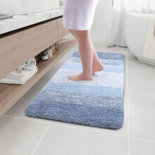 Tapete de banho felpudo de microfibra azul claro, retangular, 40x24 polegadas