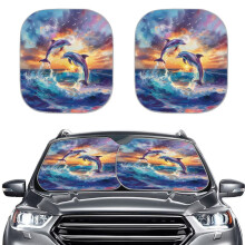 Pare-soleil avant Sea Dolphin, pliable en accordéon, compatible avec voitures et camions, 72,4 x 64,8 cm, protection UV, garde l'habitacle au frais.