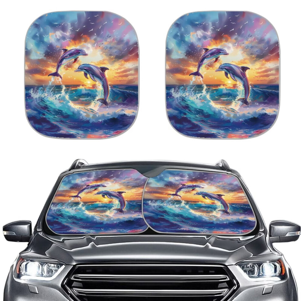 Sea Dolphin Front Windshield Sun Shade, Accordion Folding, Compatible With Car & Truck, 28.5"X25.5", Uv Protection, Keeps Vehicle Cool 9558633914832