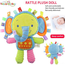 EASTIN Baby Taggie Veiligheidsdekentje – Pluche Olifant & Aapje met Lintjes, Rammelaar & Sensorische Labels, Kraamcadeau (Compatibel met Eastin)