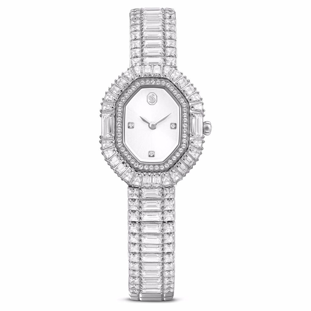 Swarovski Matrix Octagon Watch 5724516 Baguette Size, Metal Bracelet, Tone, Stainless Steel Silver