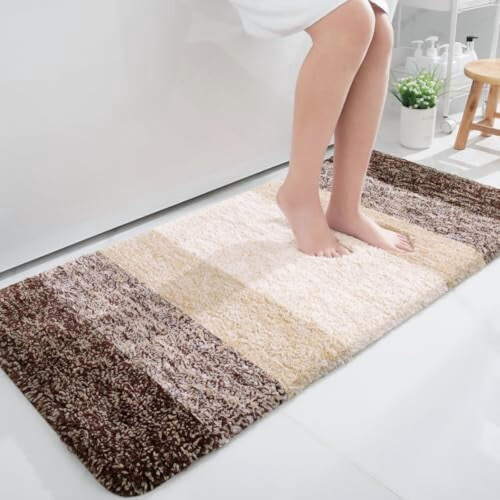 Tapete de corredor para banheiro em microfibra marrom, 101,6 x 61 cm (40 x 24 polegadas)
