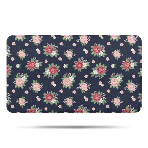 Χαλί μπάνιου Pioneer Flower Floral, αντιολισθητικό χαλάκι μικροϊνών με λαστιχένια