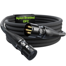 6.6ft Gold-Plated Neutrik XLR Cable, Kevlar-Reinforced Nylon Braided, Balanced Male to Female Mic Cable