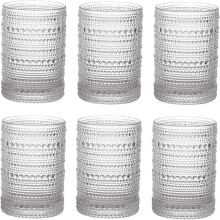 Lot de 6 verres à boire vintage de 385 ml (13 oz), à motif clouté, pour eau, jus, bière, cocktails, whisky et lait.