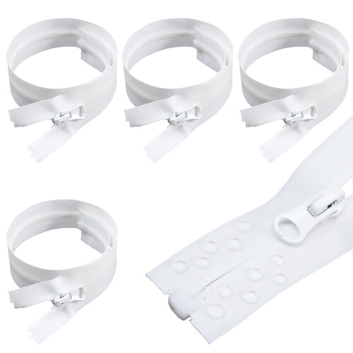 Pacote com 5 zíperes invisíveis brancos de 43 cm (16,9 polegadas), em nylon impermeável, separáveis, resistentes, para costura, com cursor.