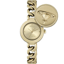 Vivienne Westwood Orb Button 25.4mm Ladies Quartz Watch with Gold Dial, Stainless Steel Gold Case & Link Chain Bracelet
