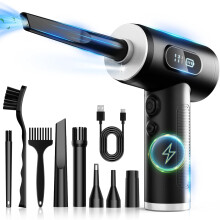3-Gear Adjustable Electric Air Duster with LED Light, Rechargeable Cordless Blower for Keyboard & Devices—Replaces Compressed Air Cans (Black)