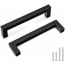 20 kusů úchytek pro barové skříňky, černé čtvercové, nerezové úchytky pro zásuvky s otvorem 128 mm/5 palců, moderní kuchyňské