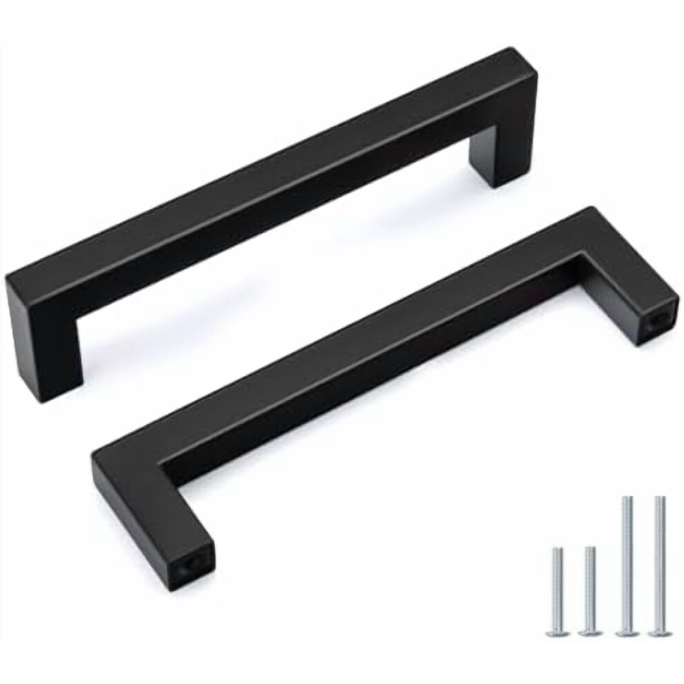 20 Pack Black Square Bar Cabinet Pulls, 128Mm/5In Hole Center Stainless Steel Drawer Handles Modern Kitchen Cupboard Dresser Hardware Pull 9485826456339