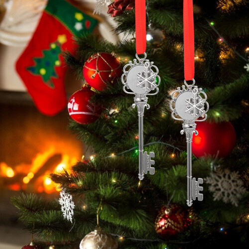 OUNONA Silver Snowflake Ornaments DIY Xmas Tree Decor 6Pcs 2