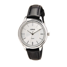 Lorus RG211VX9 Women's Quartz Watch Stainless Steel with Leather Strap, Black, Strap.
