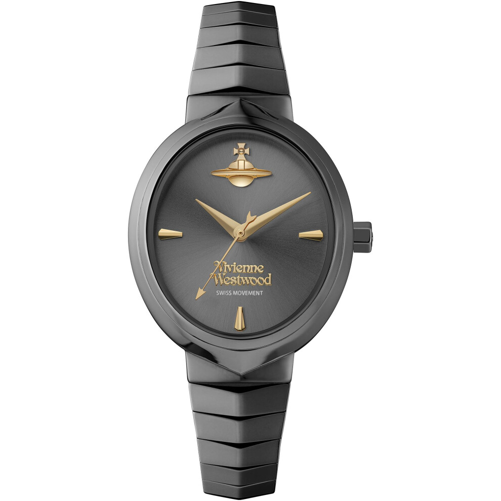 Vivienne Westwood Armour 28Mm Ladies Quartz Watch With Dial And Ip Gun Stainless Steel Bracelet Grey