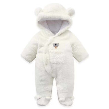 Lulshou Winter Bear Fleece Fleece Hooded Jumpsuit dla niemowląt w wieku 0-3 miesięcy – Ciepły aksamitny kombinezon wspinaczkowy z plisą,
