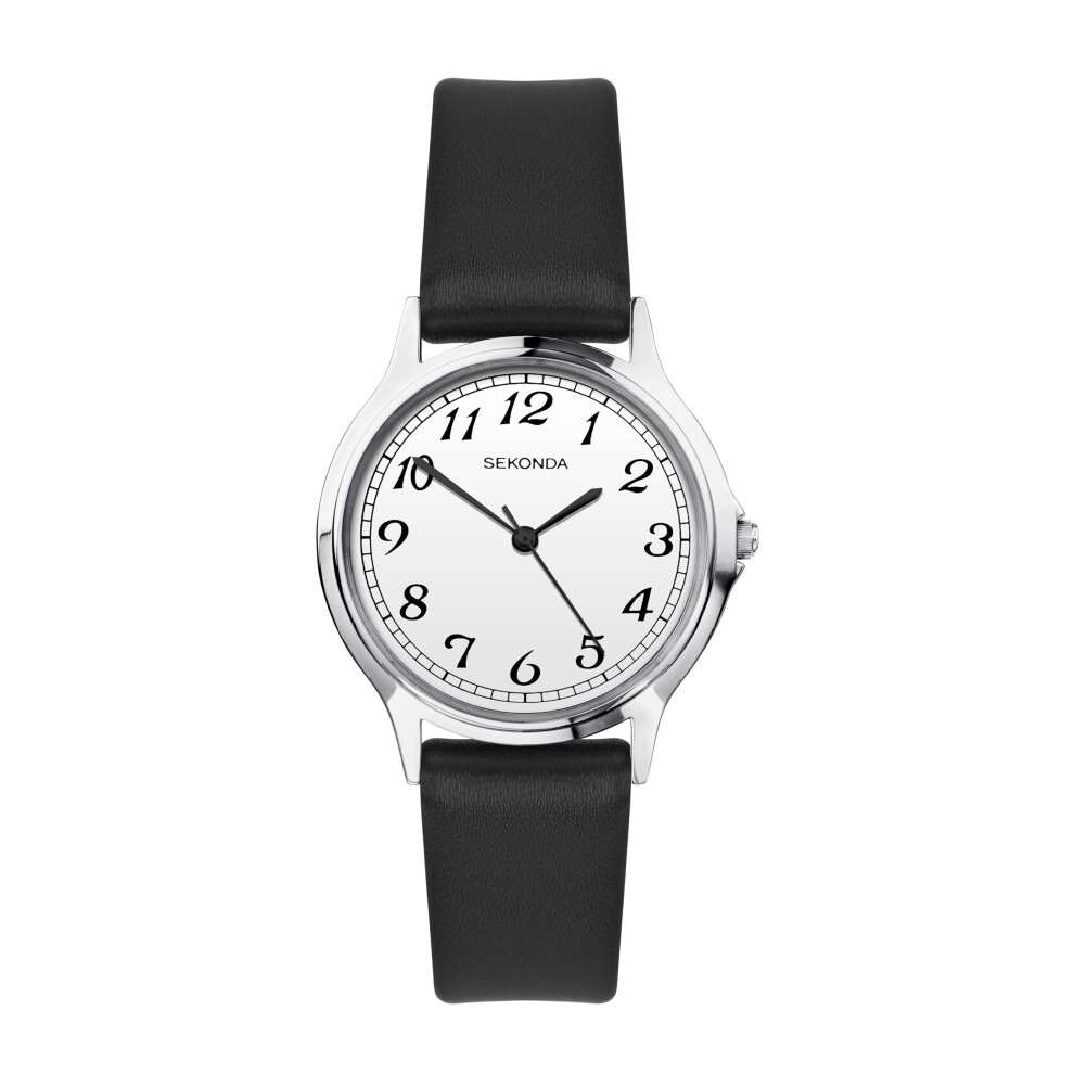 New Sekonda Women's Classic 27Mm Quartz Easy Read Watch With White Dial Analogue Display And Black Strap White,Black 2692