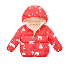 Toddler Little Boy Girl Fleece Hooded Puffer Jacket Elk Print Down Coat,6T